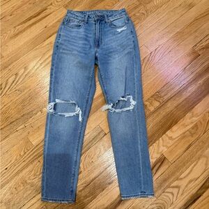 American Eagle Womens Distressed High-Waisted Jeans Size 0 Regular